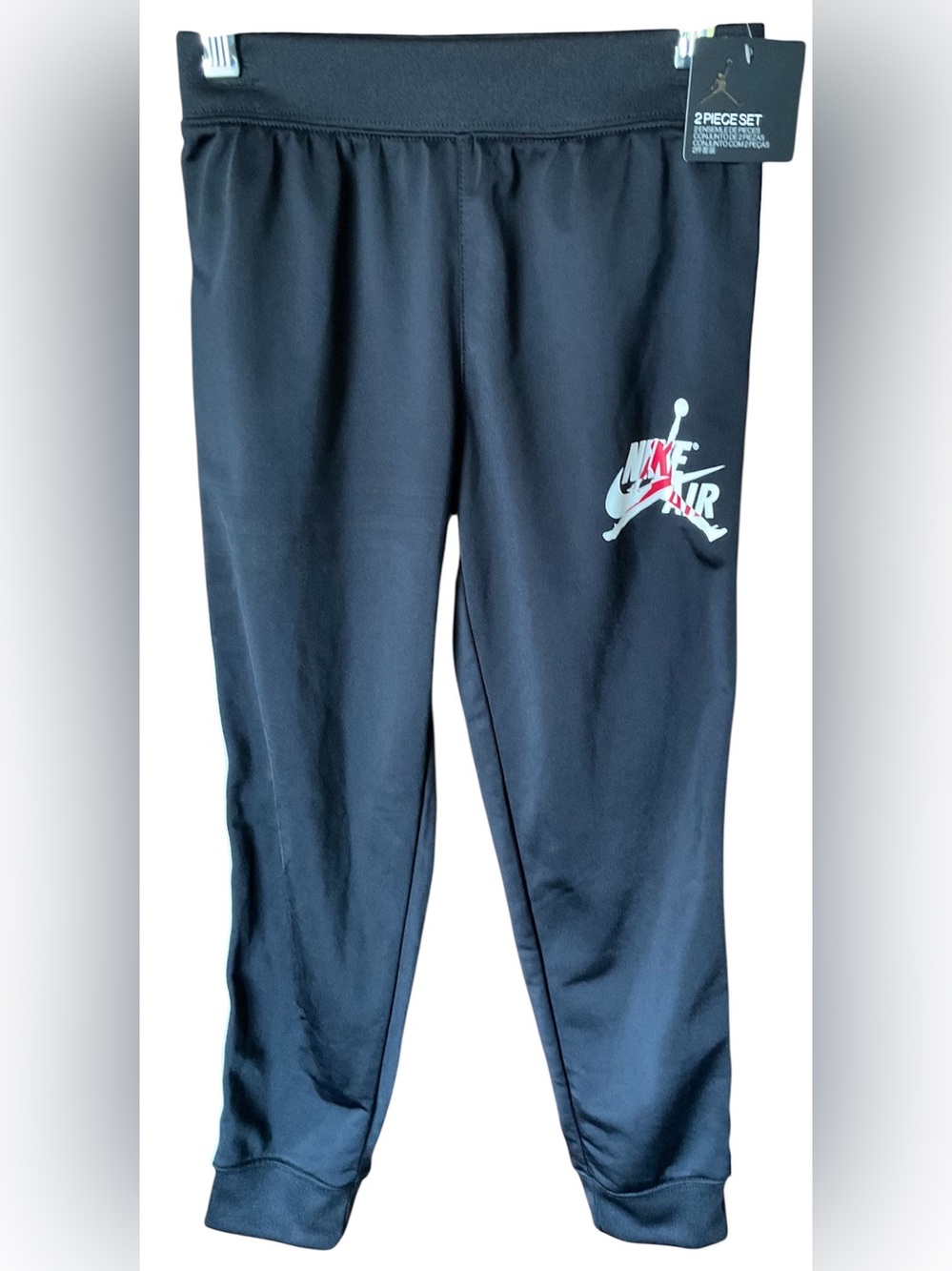 Nike Kids Black Jogger Pants with White and Red Logo